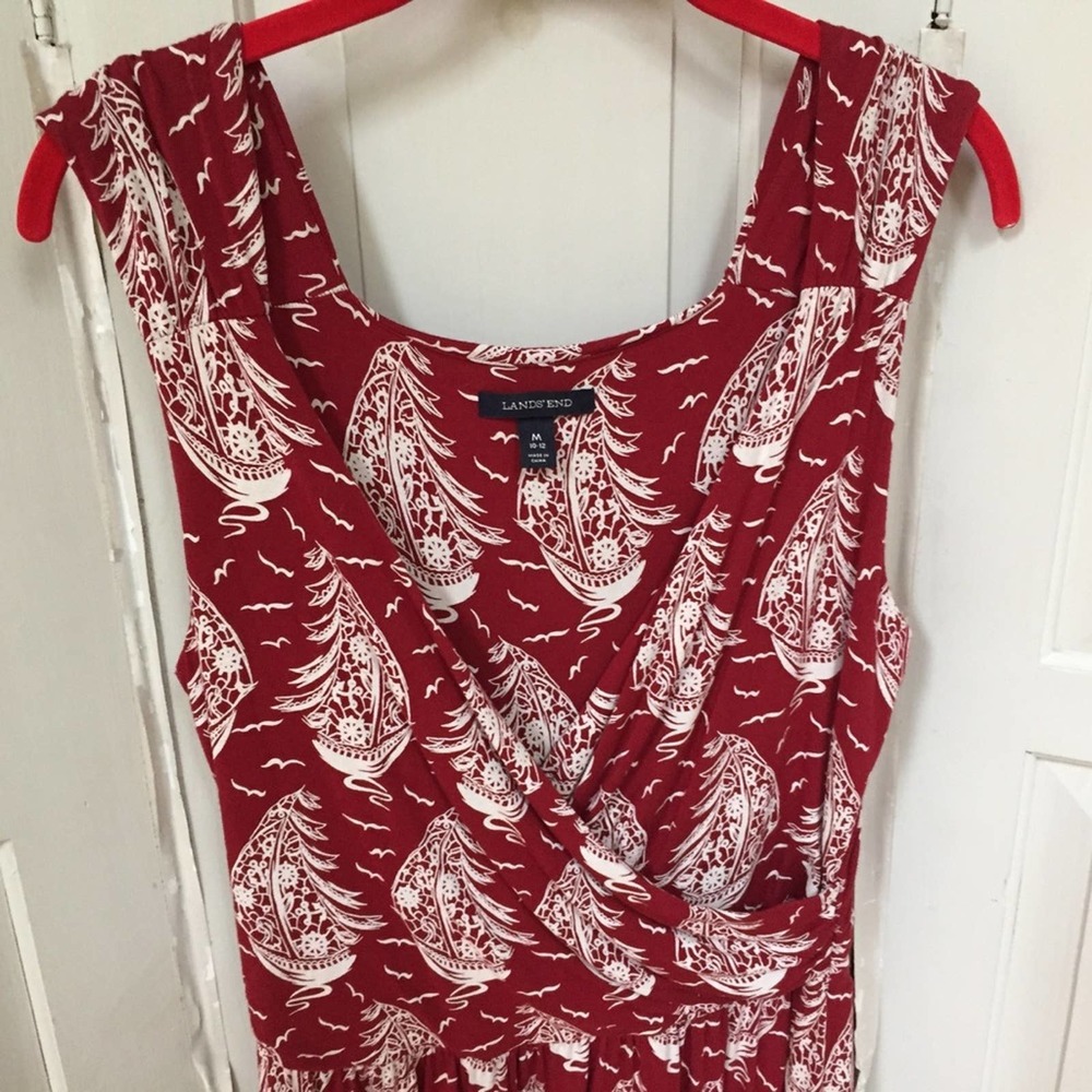 Lands' End Red & White Sailboat Print Dress - Picture 7 of 16